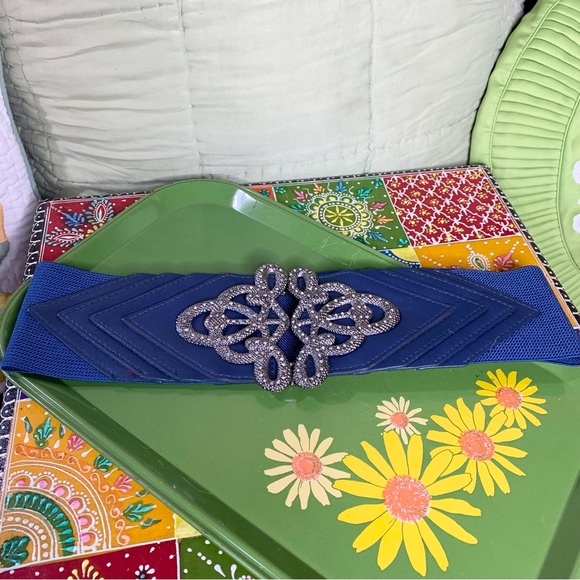 80s Blue Waist Belt - Picture 2 of 5